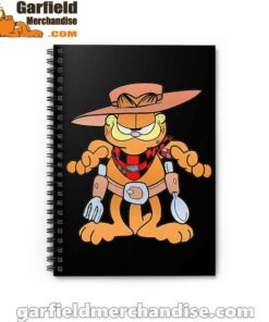 garfield cowboy with spoon and fork black notebook