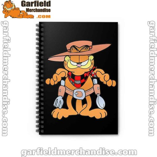 garfield cowboy with spoon and fork black notebook