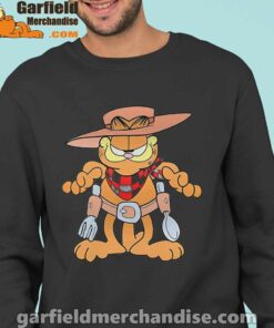 garfield cowboy with spoon and fork black sweatshirt for men