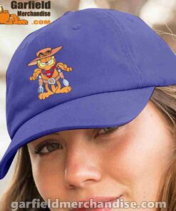 garfield cowboy with spoon and fork blue hat women