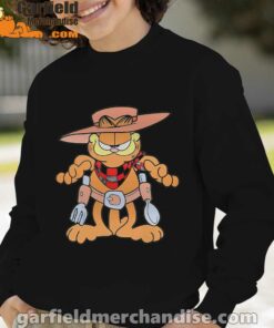 garfield cowboy with spoon and fork boy with black sweatshirt