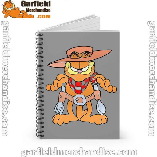 garfield cowboy with spoon and fork brown notebook