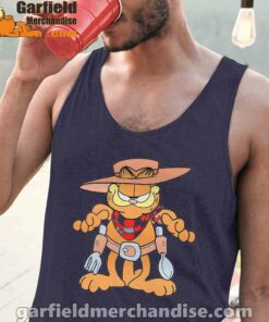 garfield cowboy with spoon and fork navy tank tops with men