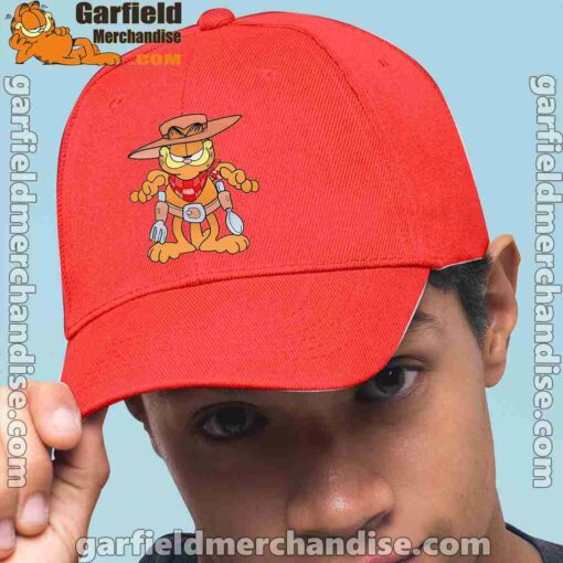 garfield cowboy with spoon and fork red hat