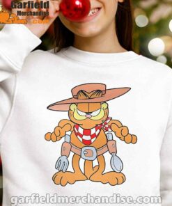 garfield cowboy with spoon and fork white girl sweatshirt