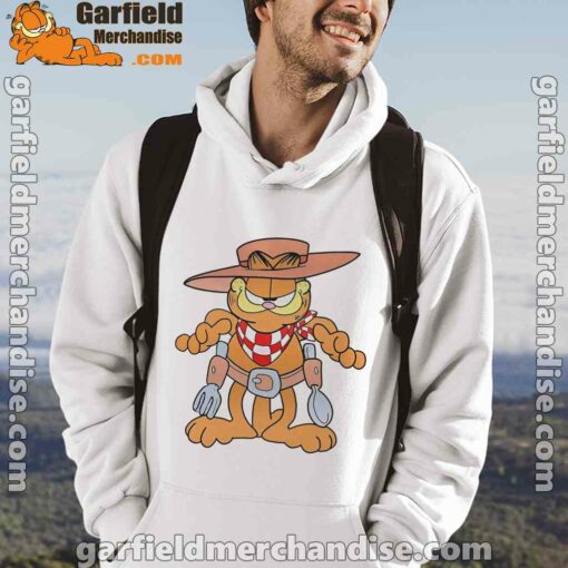 garfield cowboy with spoon and fork white men hoodie