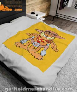 garfield cowboy with spoon and fork yellow blanket