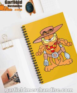 garfield cowboy with spoon and fork yellow notebook