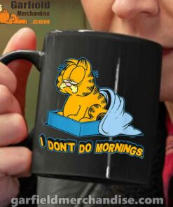 garfield dont do mornings black coffee mug