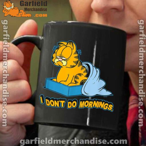 garfield dont do mornings black coffee mug