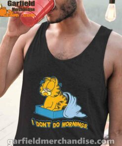 garfield dont do mornings black men tank tops