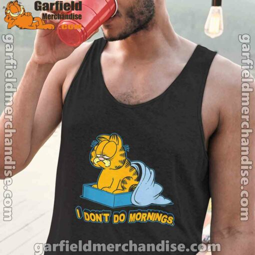 garfield dont do mornings black men tank tops