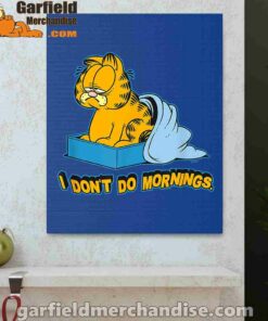 garfield dont do mornings blue canvas