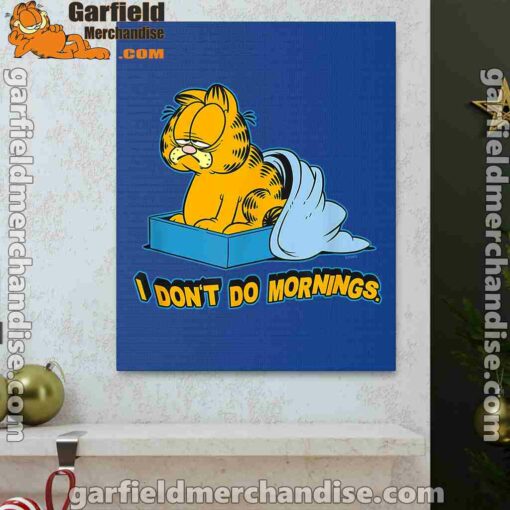 garfield dont do mornings blue canvas