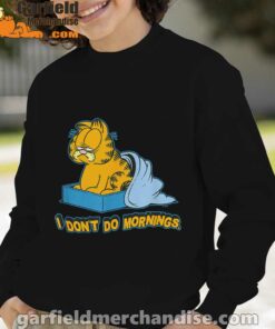 garfield dont do mornings boy with black sweatshirt