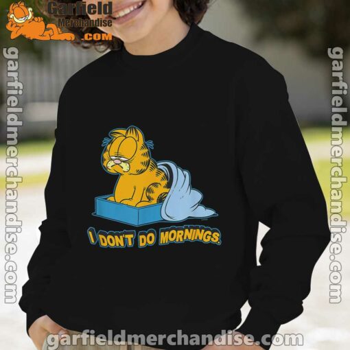 garfield dont do mornings boy with black sweatshirt