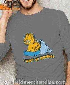 garfield dont do mornings brown long sleeve for men