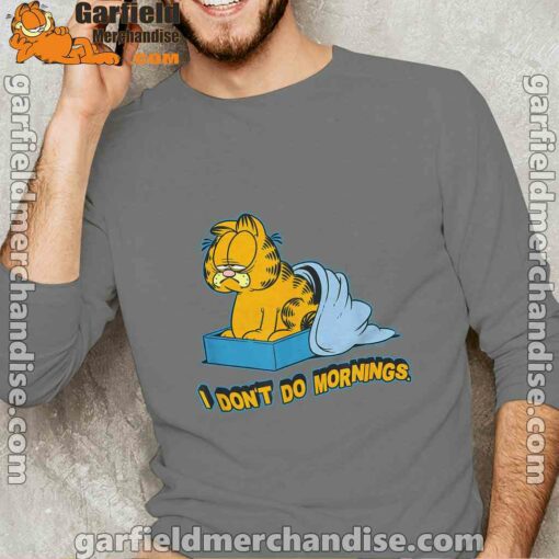 garfield dont do mornings brown long sleeve for men