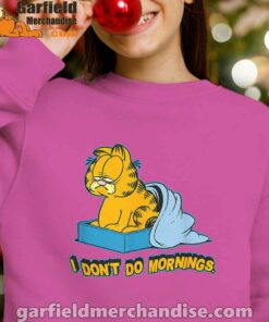 garfield dont do mornings girl pink sweatshirt