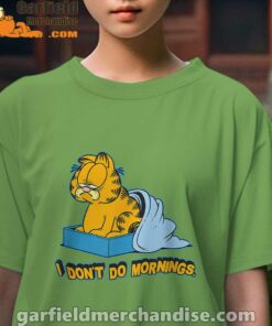 garfield dont do mornings green tee for girl