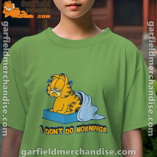 garfield dont do mornings green tee for girl