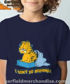 garfield dont do mornings navy boy's t shirt