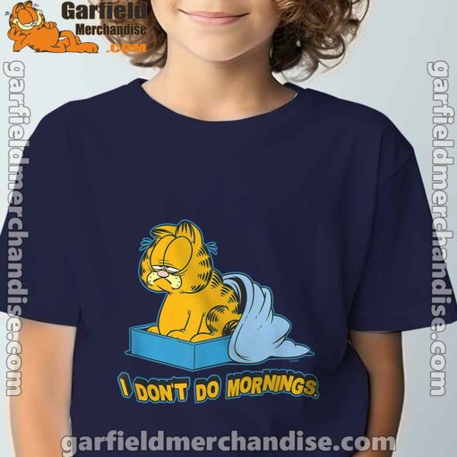 garfield dont do mornings navy boy's t shirt