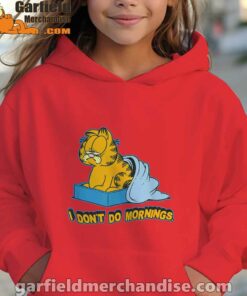 garfield dont do mornings red hoodie youth girl