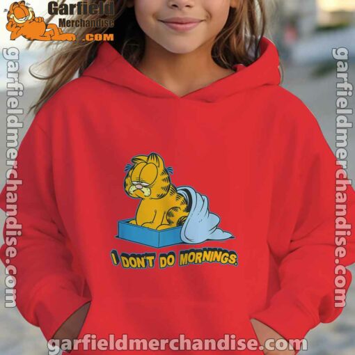 garfield dont do mornings red hoodie youth girl