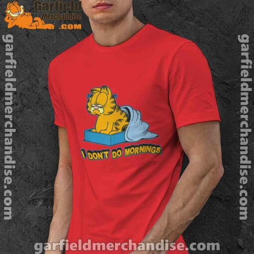 garfield dont do mornings red men shirt