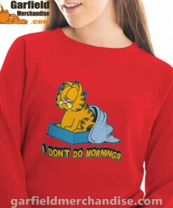 garfield dont do mornings red sweatshirt women