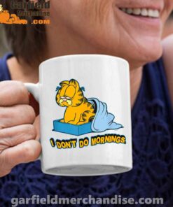 garfield dont do mornings white coffee mug