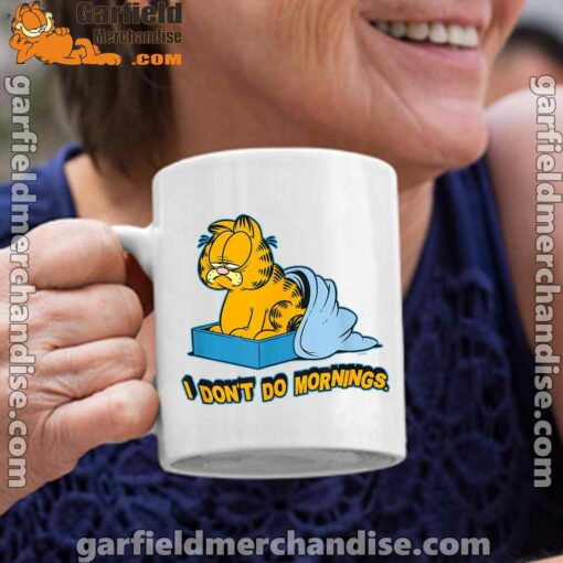 garfield dont do mornings white coffee mug