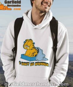 garfield dont do mornings white men hoodie