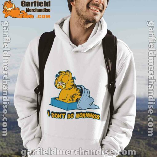 garfield dont do mornings white men hoodie