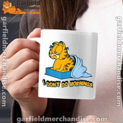 garfield dont do mornings white mug