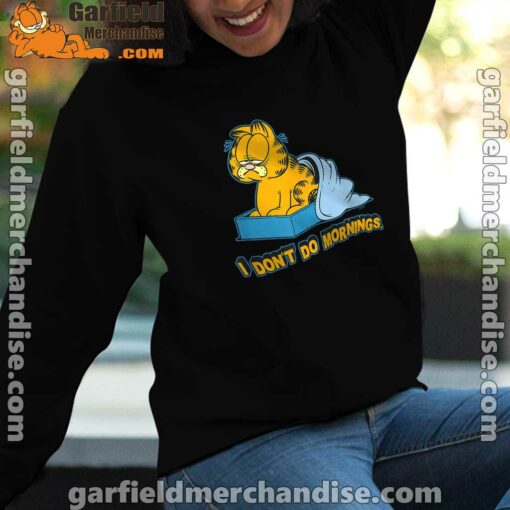 garfield dont do mornings women black hoodie