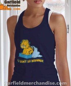 garfield dont do mornings women's navy tank top