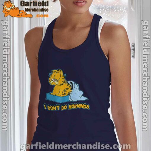 garfield dont do mornings women's navy tank top