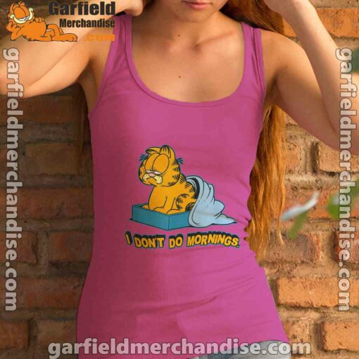 garfield dont do mornings women's pink tank top