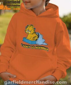 garfield dont do mornings youth boy orange hoodie