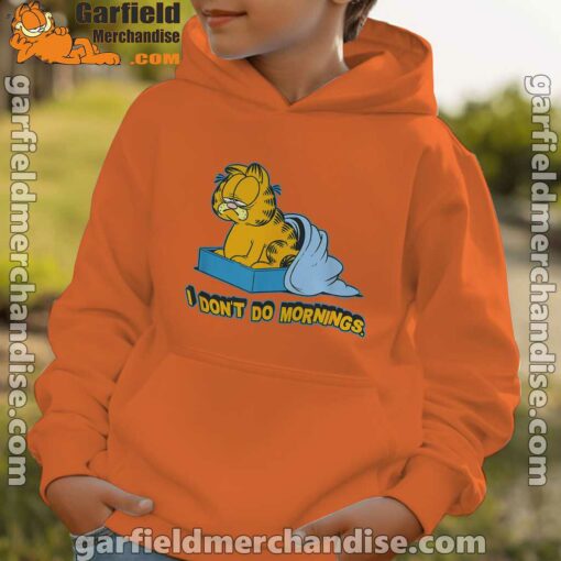 garfield dont do mornings youth boy orange hoodie