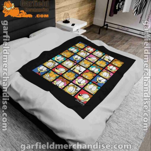 garfield expressions collage black blanket