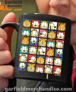 garfield expressions collage black coffee mug