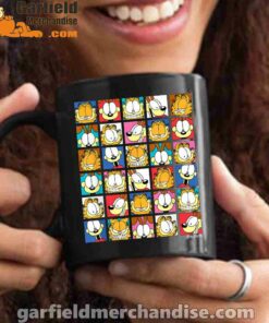 garfield expressions collage black mug