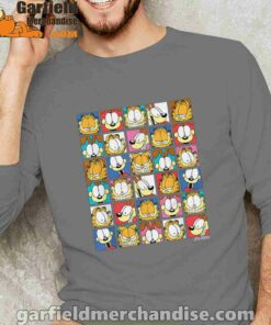 garfield expressions collage gray long sleeve for men