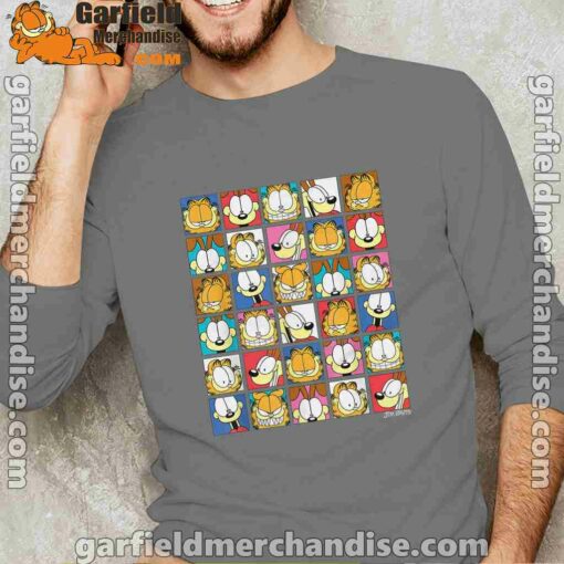 garfield expressions collage gray long sleeve for men