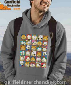 garfield expressions collage gray men hoodie for male