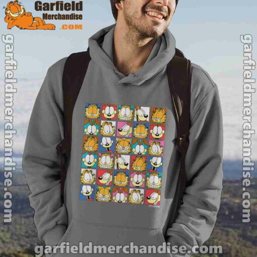 garfield expressions collage gray men hoodie for male