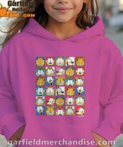 garfield expressions collage kids girl pink hoodies